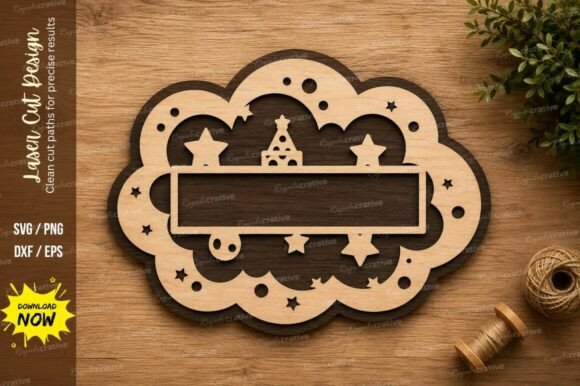 Download Decorative Floral Name Plaque Laser Cut - Floral name Collection