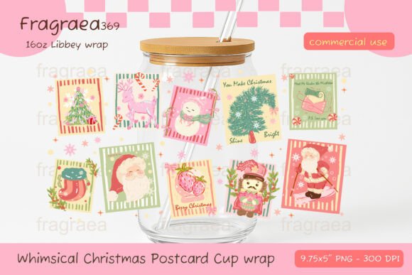 Download Vintage Christmas Postcard Cup Wrap PNG - Postcard Collection