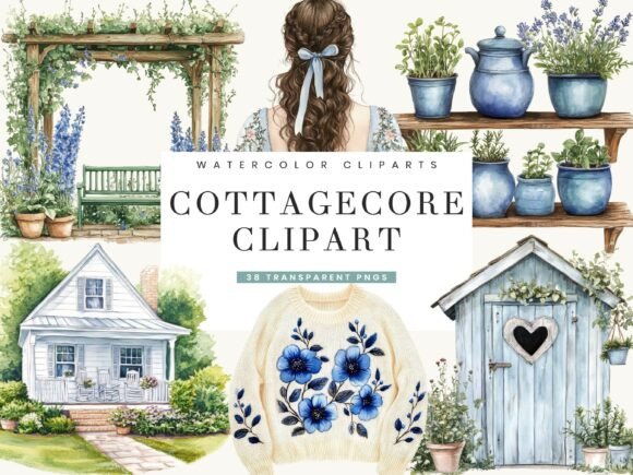 Download Watercolor Cottage Core Clipart Bundle - Premium Resources