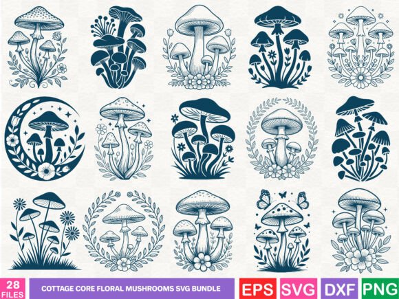 Download Cottage Core Floral Mushrooms Svg Bundle - Premium Resources