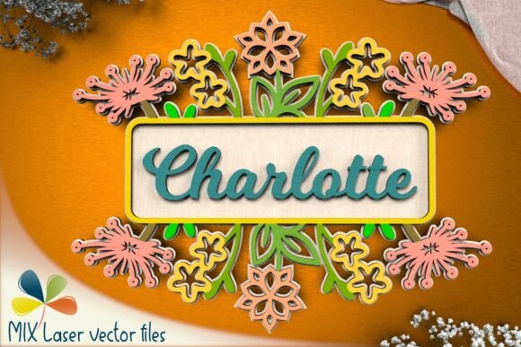 Download Floral Name Plaque SVG Laser Cut File - Floral name Collection